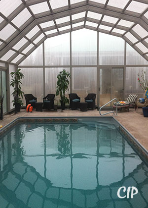 pool enclosure in winter